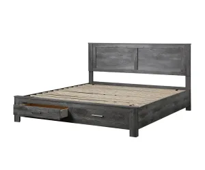 Rodrigo King Bed w/Drawers, Rustic Gray Oak