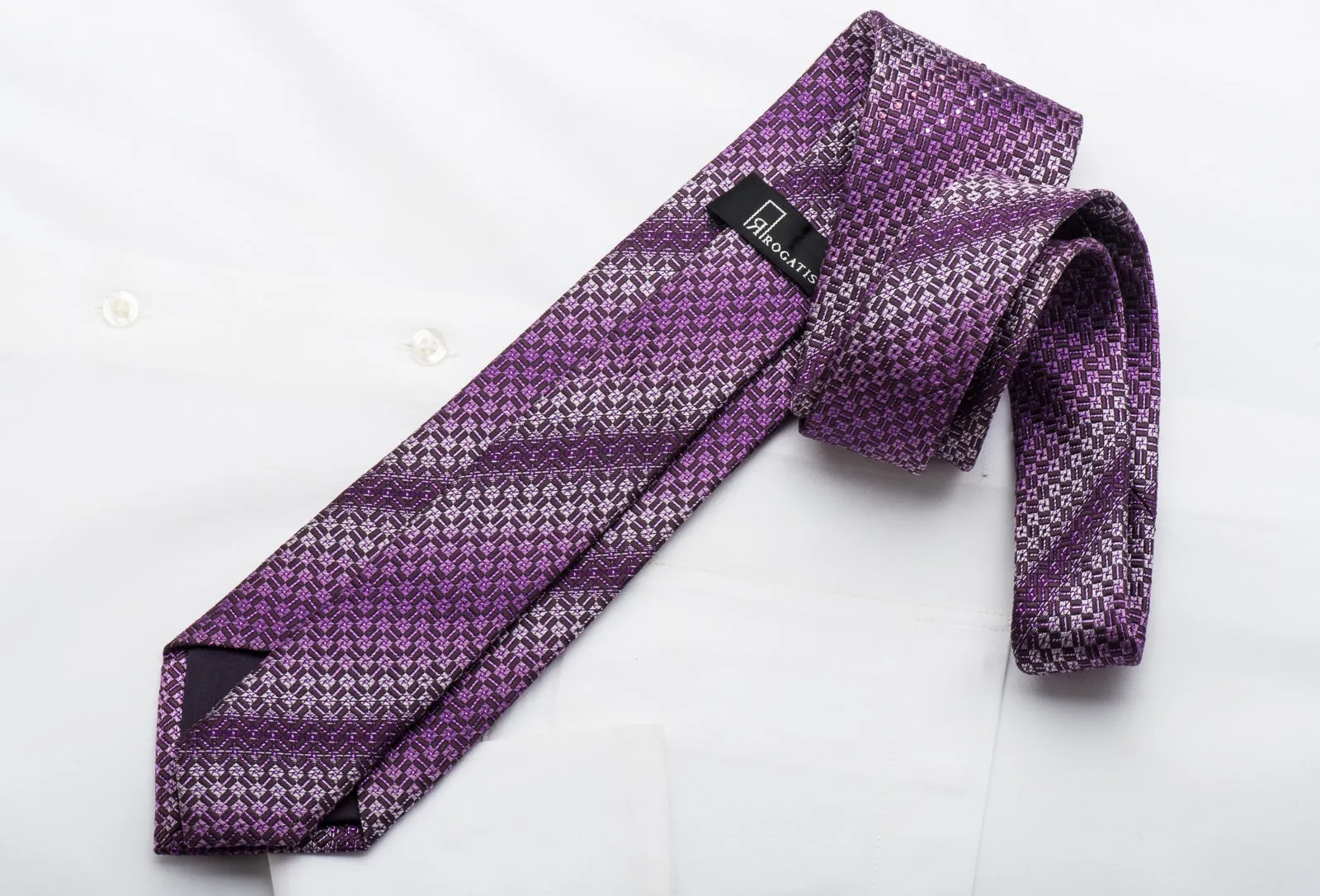 Rogatis Rhinestone Necktie Geometric On Purple With Sparkles