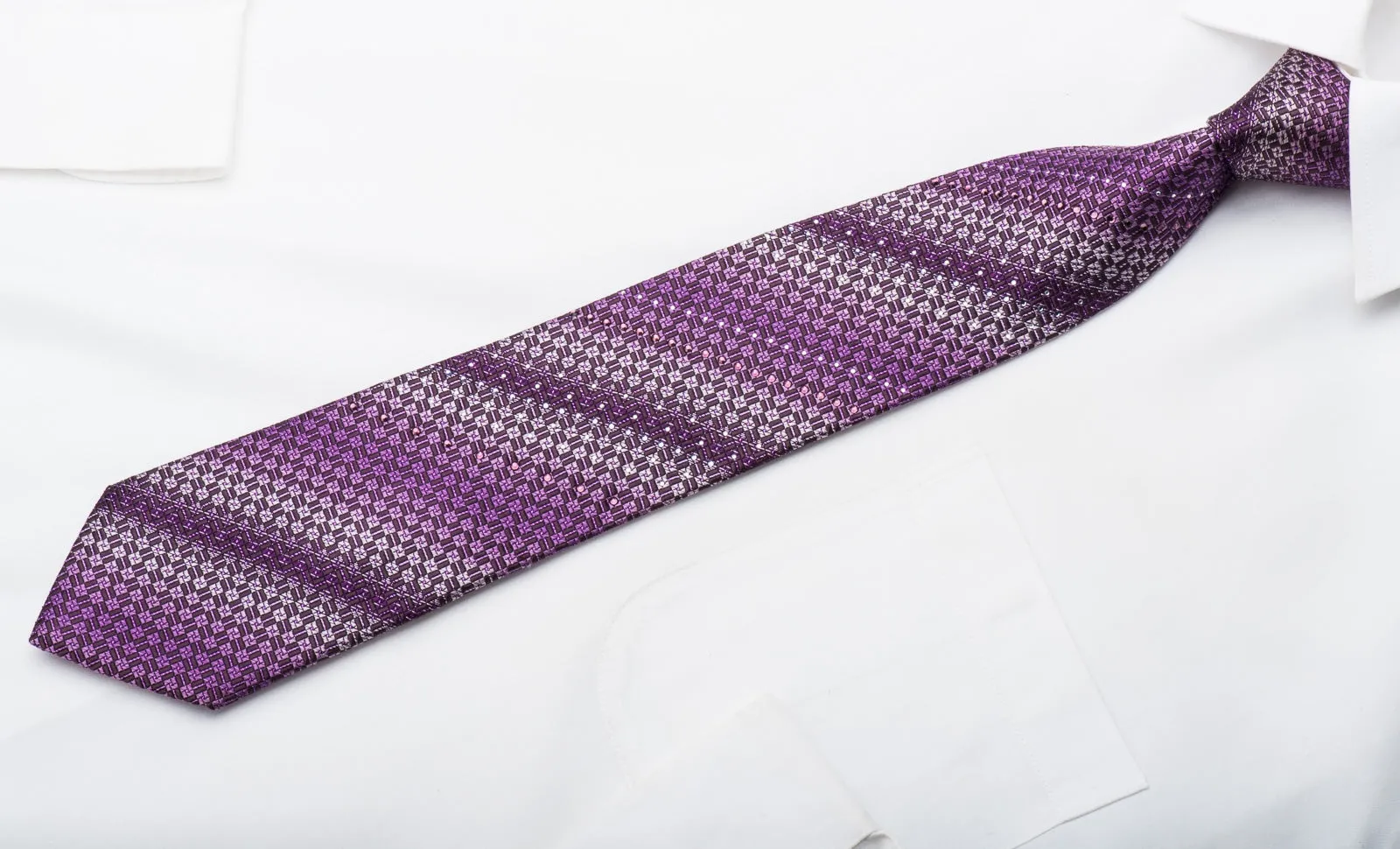 Rogatis Rhinestone Necktie Geometric On Purple With Sparkles