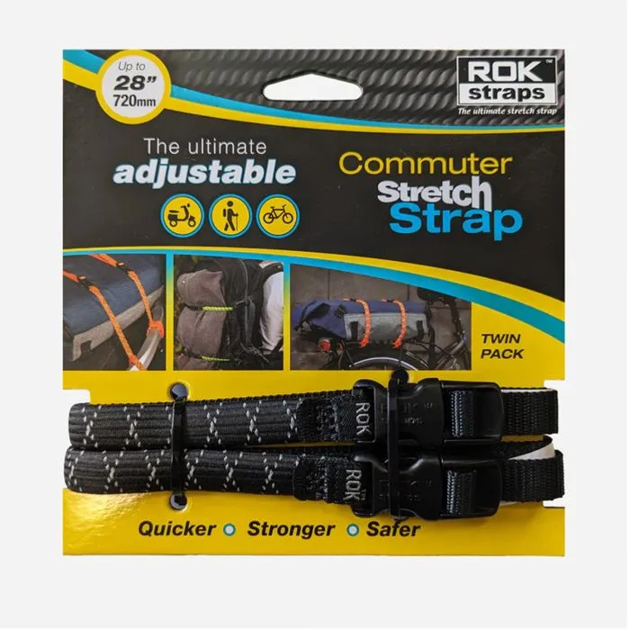 Rok Luggage Straps 300 - 720 x 12mm Adjustable Black/Reflective - x Twin Pack