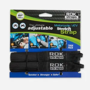 Rok Luggage Straps Adjustable Stretch Cruiser 450 1500 x 25mm Black - Twin Pack