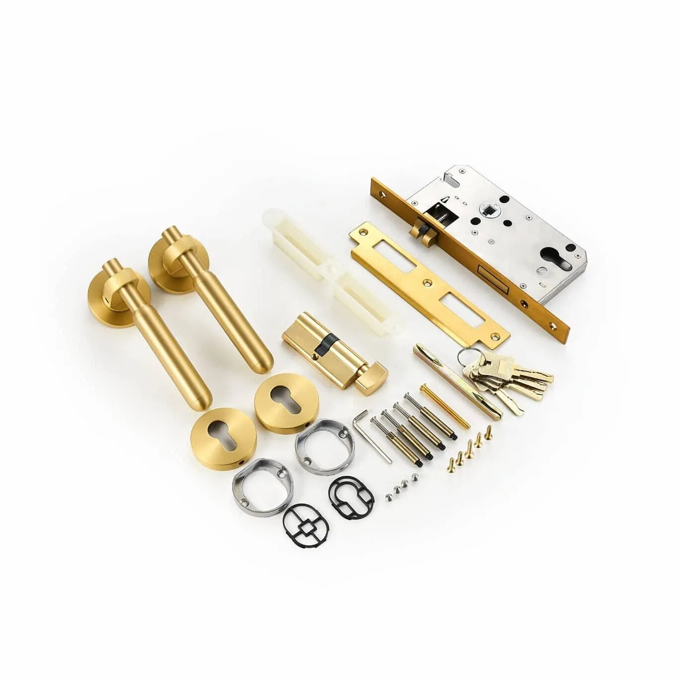 ROL Solid Brass Lever Handle & Lock Set