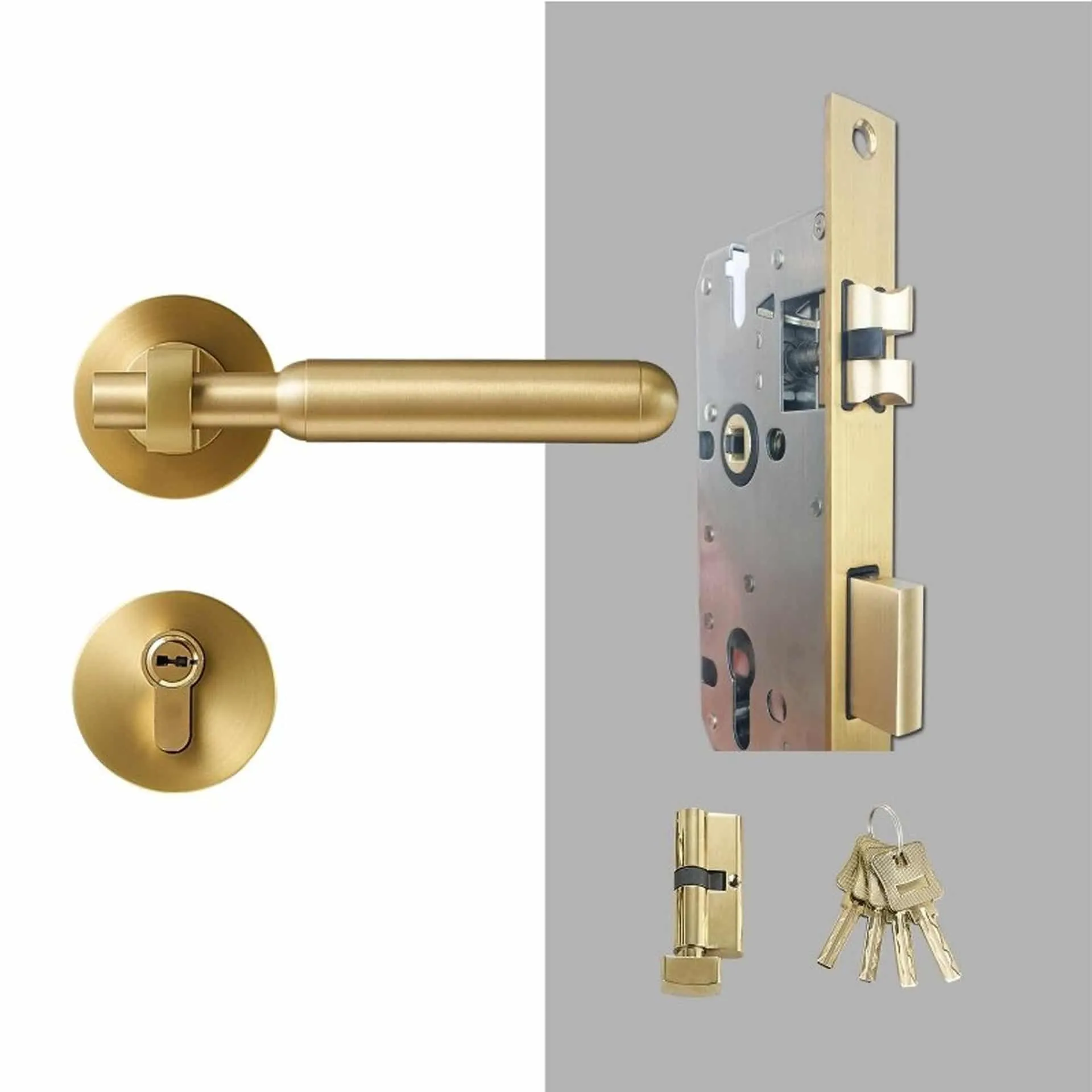 ROL Solid Brass Lever Handle & Lock Set