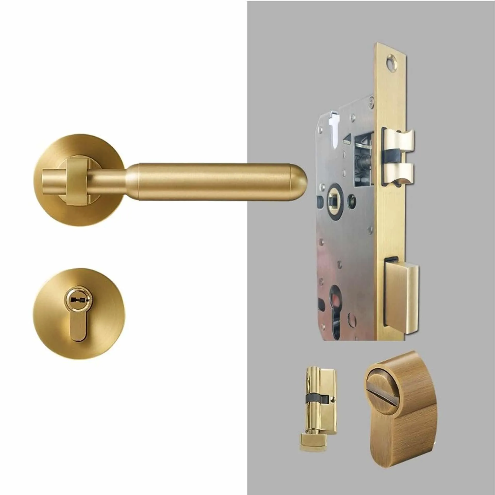 ROL Solid Brass Lever Handle & Lock Set