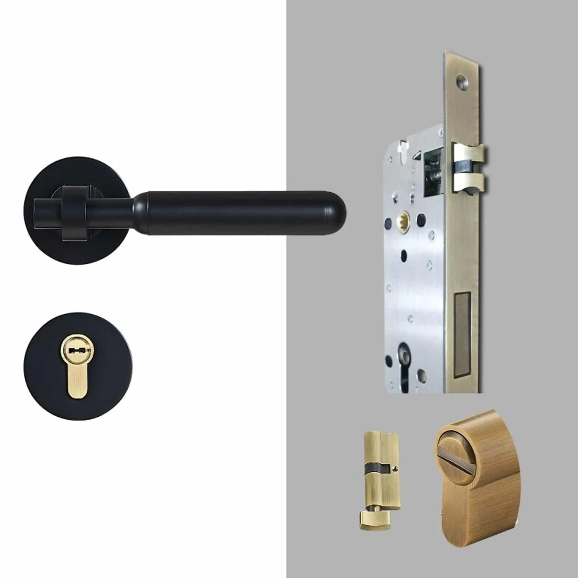 ROL Solid Brass Lever Handle & Lock Set