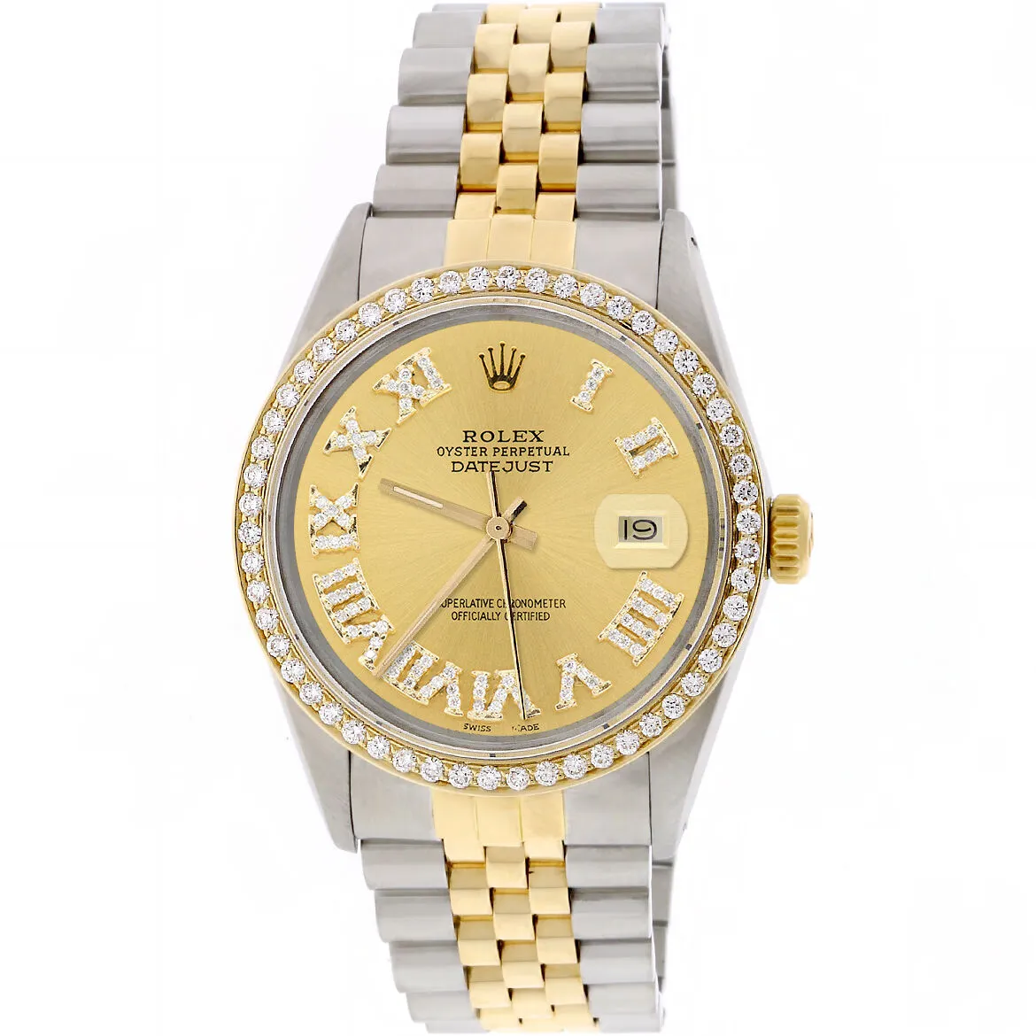 Rolex Datejust 2-Tone Gold/Steel 36mm Jubilee Champagne Roman Diamond Dial/Bezel TFJ-142508162