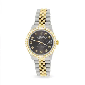 Rolex Datejust 36mm 2-Tone Watch 3.05ct Diamond Bezel/Rhodium Gray Diamond Dial TFJ-142508535