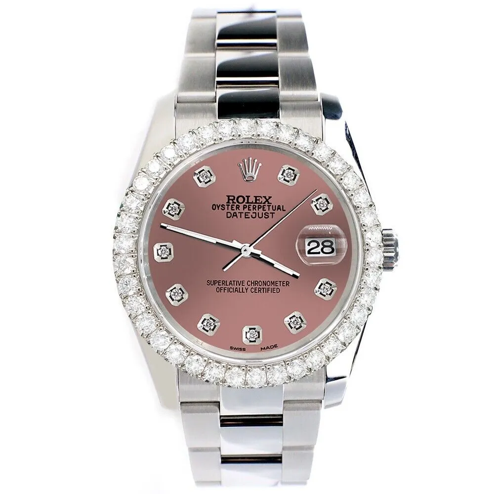 Rolex Datejust 36mm 2.7ct Salmon Dial with Custom Diamond Bezel   TFJ-142507896