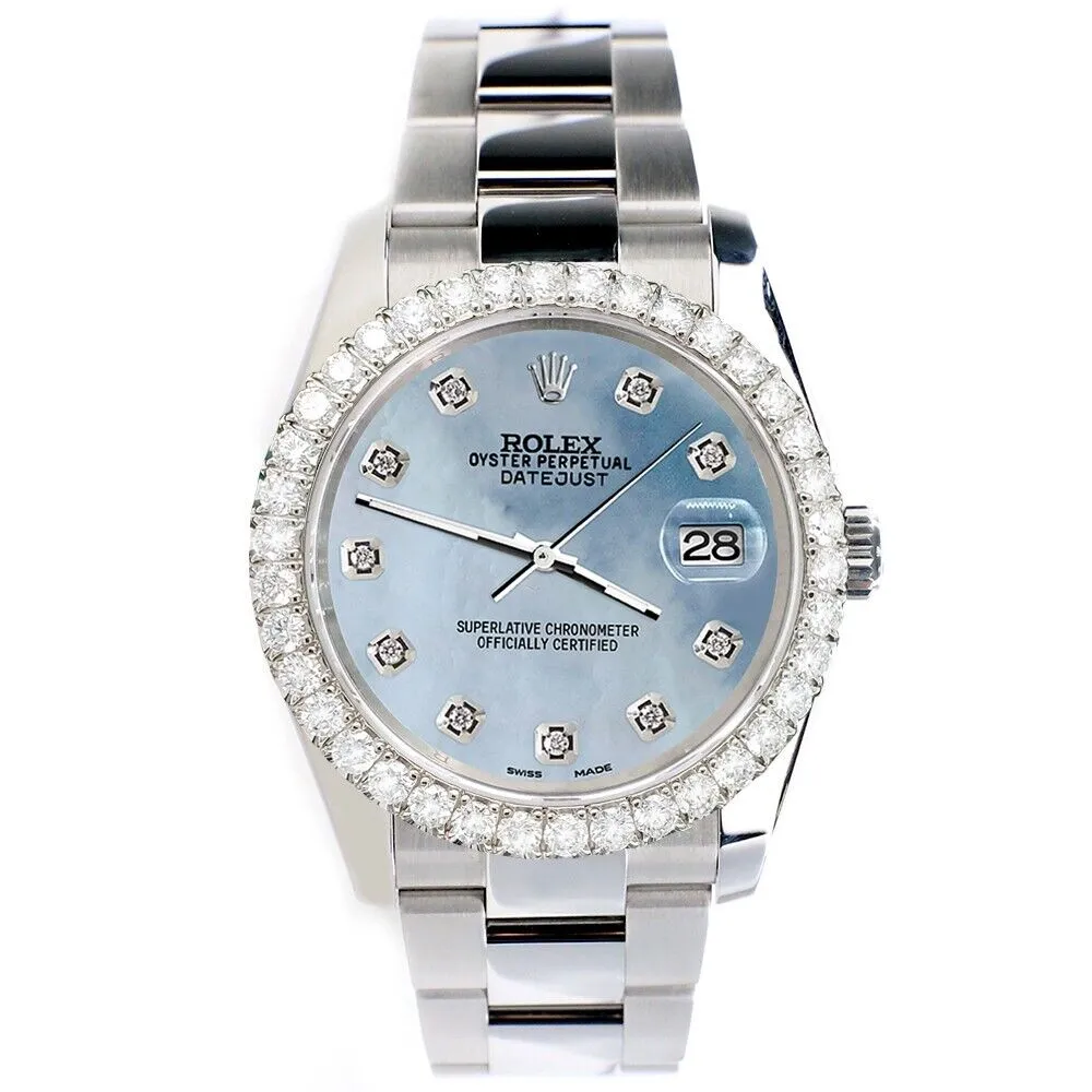 Rolex Datejust  Sky Blue MOP Dial with Custom Diamond Bezel  TFJ-142507910