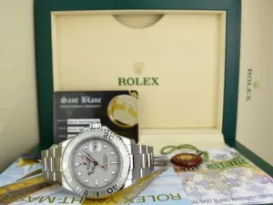 ROLEX Mens 40mm Platinum & Stainless Steel YachtMaster Platinum Index Model 16622