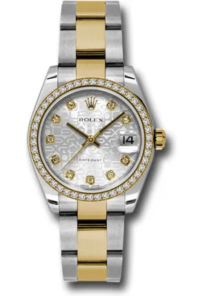 Rolex Steel and Yellow Gold Datejust 31 Watch - 46 Diamond Bezel - Silver Jubilee Diamond Dial - Oyster Bracelet 178383 sjdo