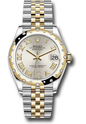 Rolex Steel and Yellow Gold Datejust 31 Watch - Domed Diamond Bezel - Silver Diamond Roman Six Dial - Jubilee Bracelet 278343 sdr6j