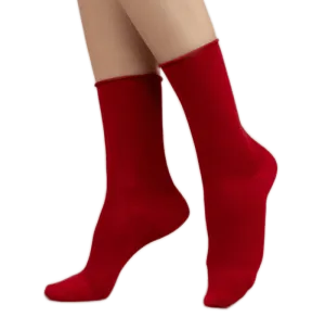 Roll-Top Pure Cotton Red Socks