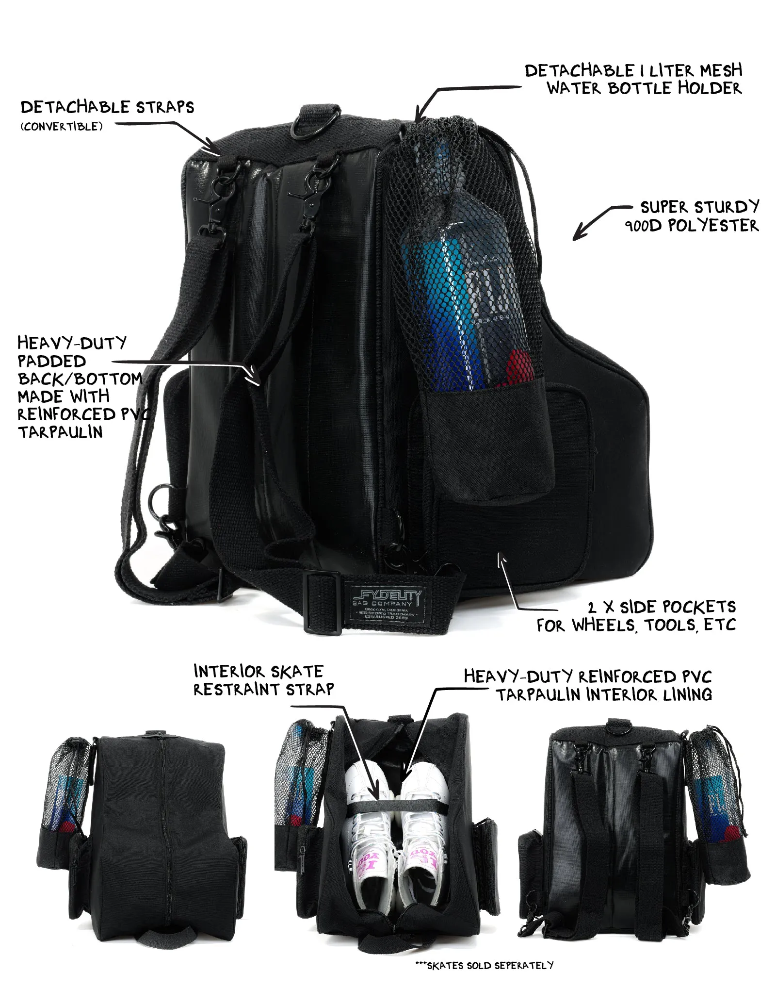 Roller Skate Backpack | Freewheelin' | Black