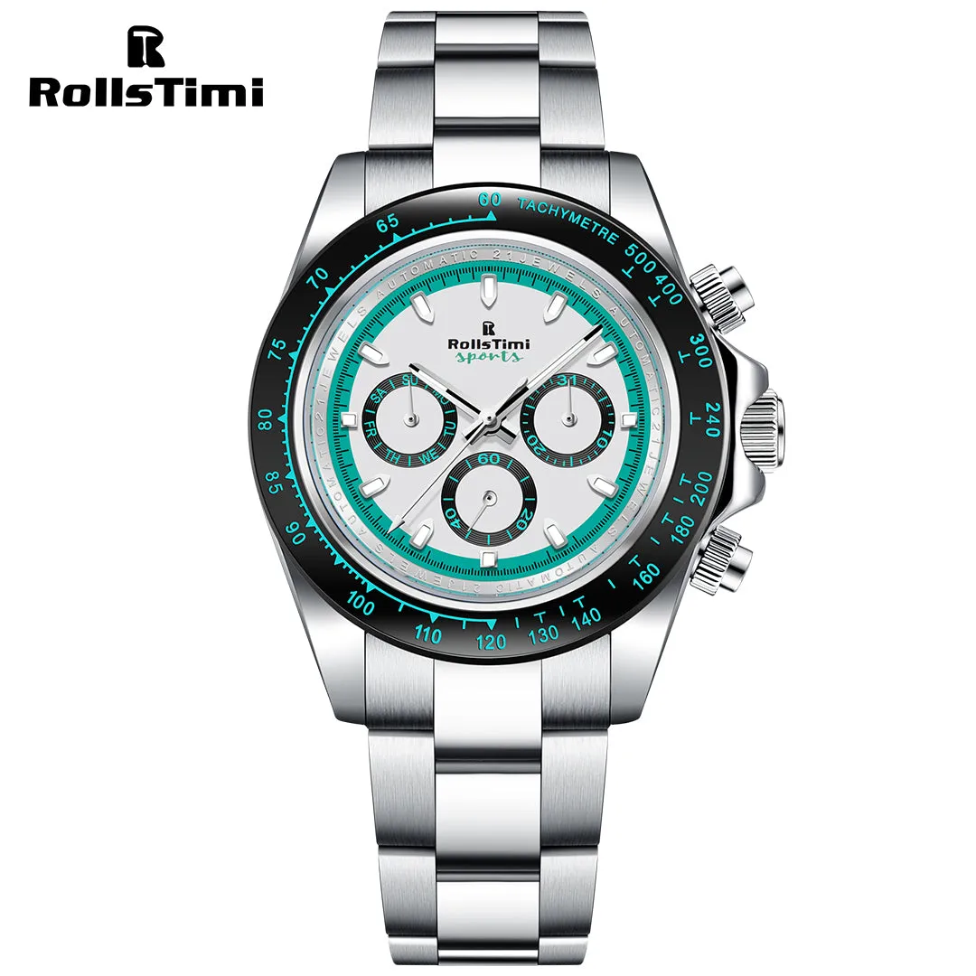 RollsTimi RT137 Men's Automatic Watches full Stainless Steel Mechanical Sports Wrist Watches for Men