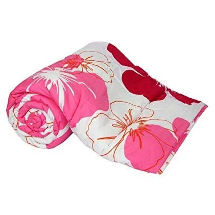 Roman Home Microfibre Fancy Flower Reversible Single Bed AC Blanket ac dohar 65*85in. (Big Pink)