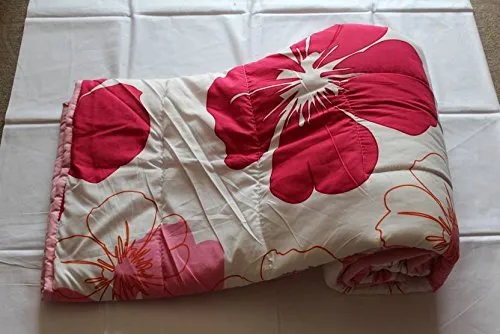 Roman Home Microfibre Fancy Flower Reversible Single Bed AC Blanket ac dohar 65*85in. (Big Pink)