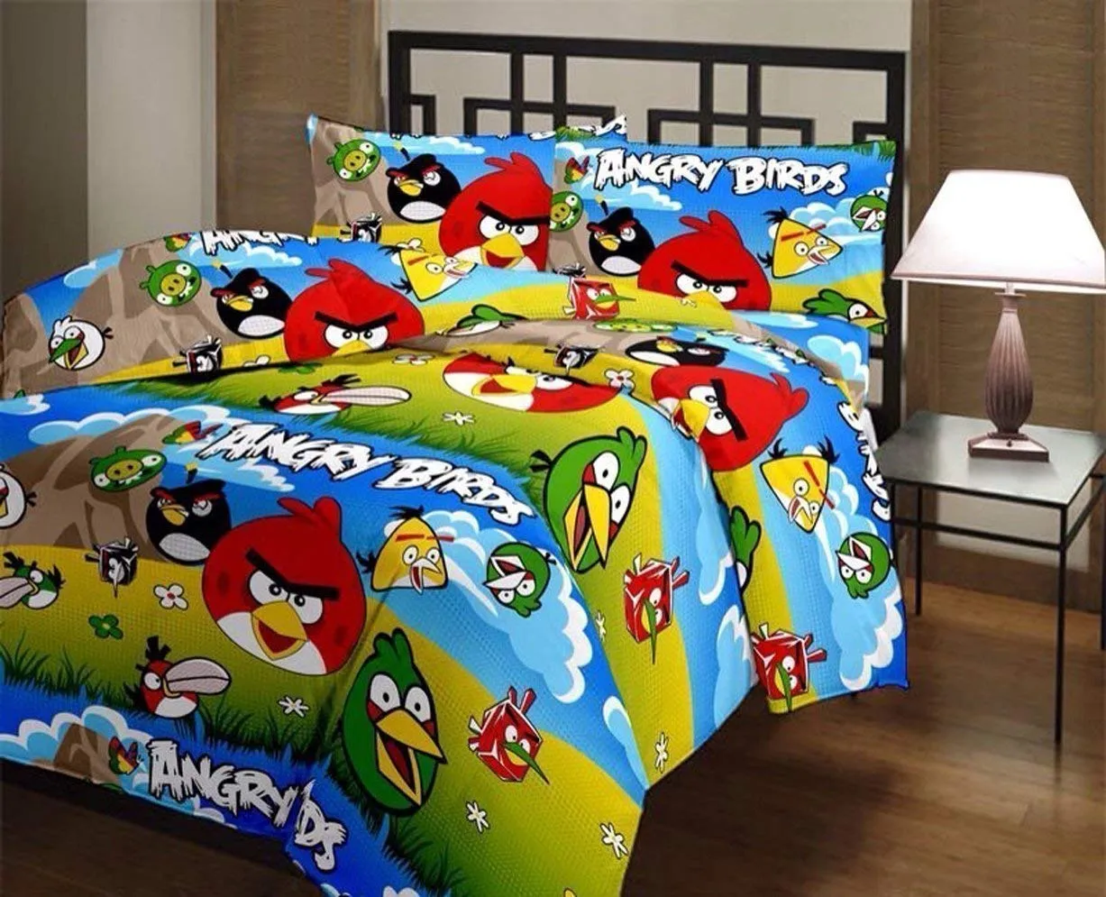 ROMAN HOMES Poly Cotton Angry Bird Fancy AC Blanket Single Bed Size Dohar for Kids (Single, Multicolor)