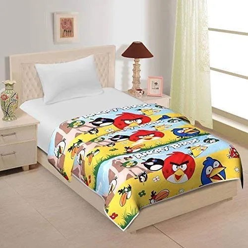 ROMAN HOMES Poly Cotton Angry Bird Fancy AC Blanket Single Bed Size Dohar for Kids (Single, Multicolor)