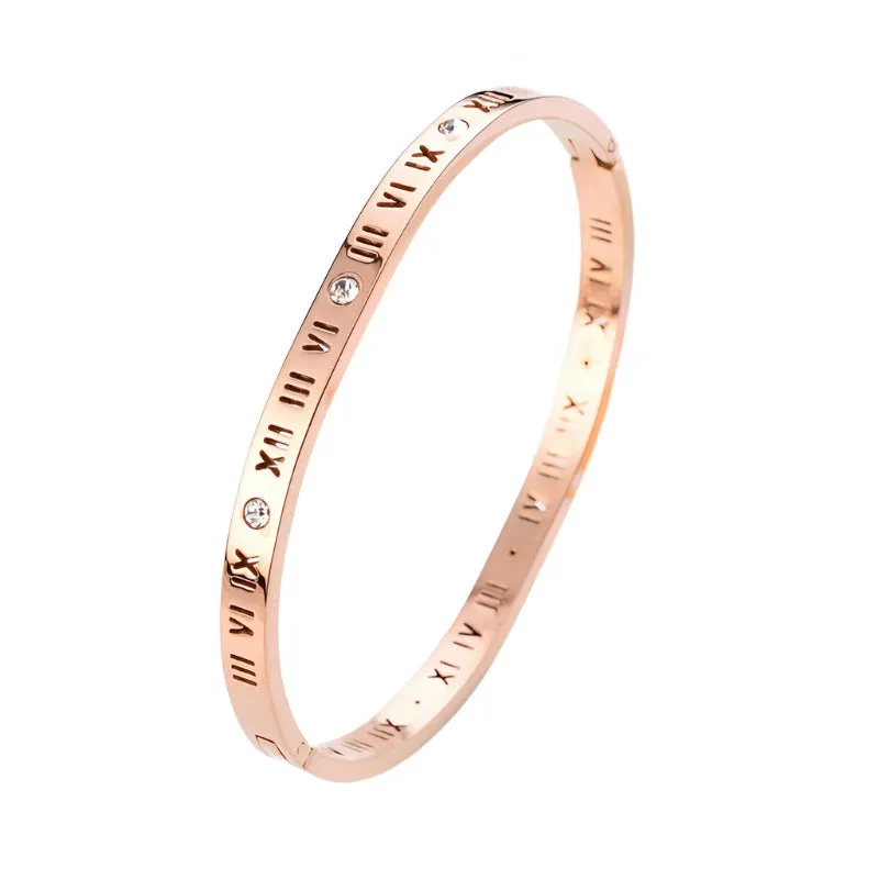 Roman Numeral Gold Bangle