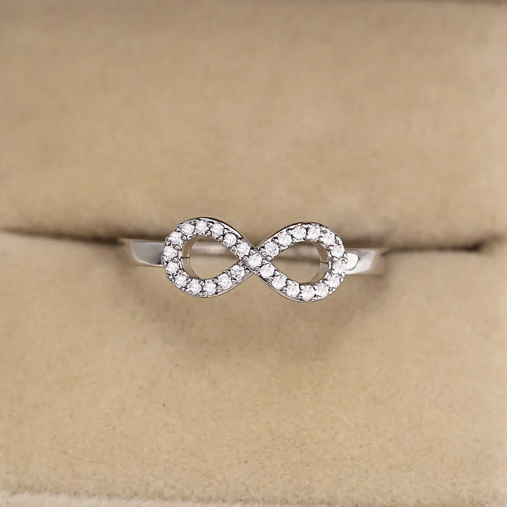 Romantic Jewelry Elegant Infinity Knot Cubic Zircon Rings for Bridal