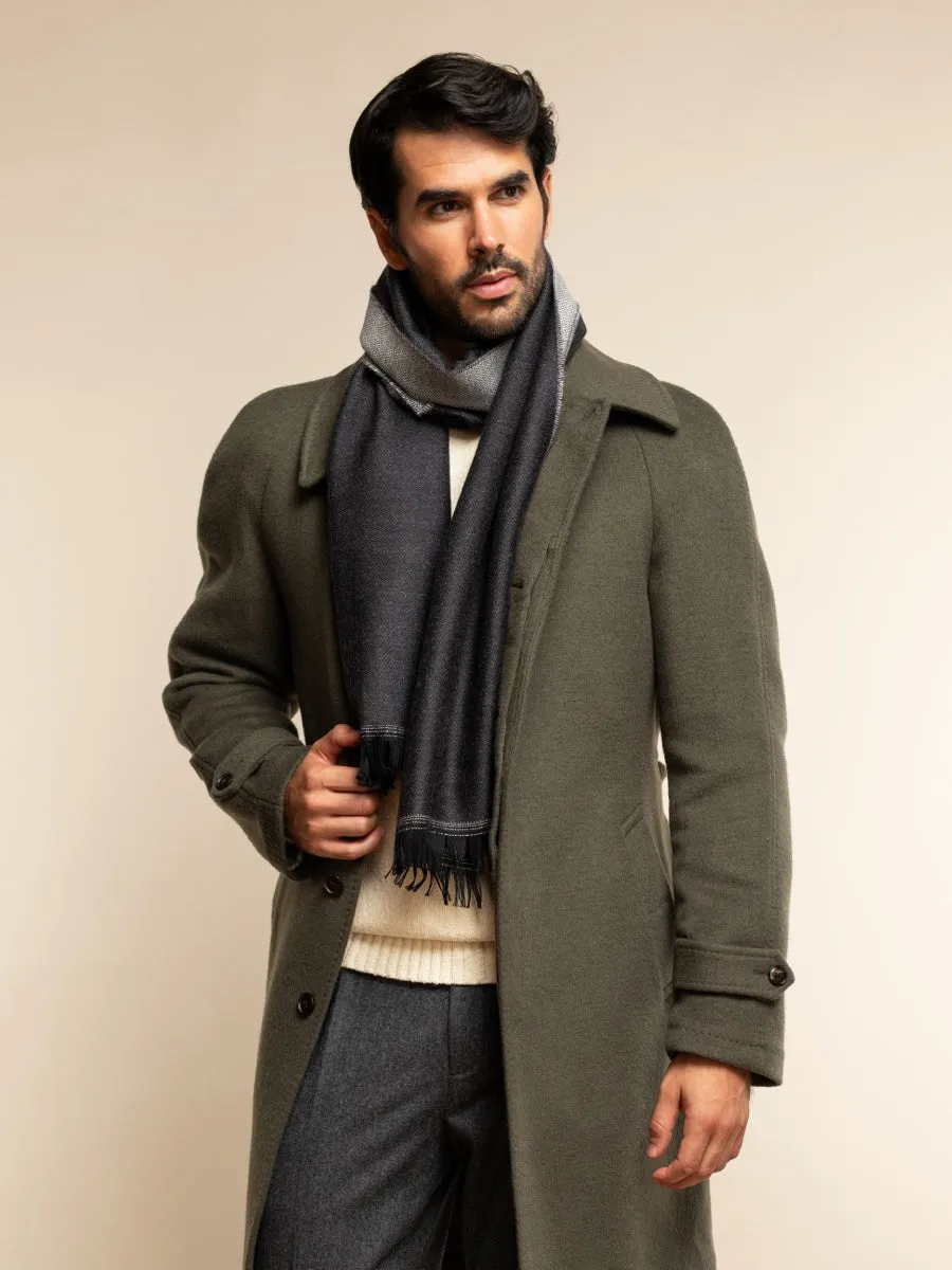 Romeo (blue/grey) - warm and soft scarf from 100% wool