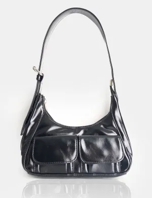 Ronda Black Pocket Detail Shoulder Bag