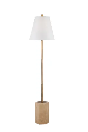 Ronzell - Floor Lamp - Travertine / Brass