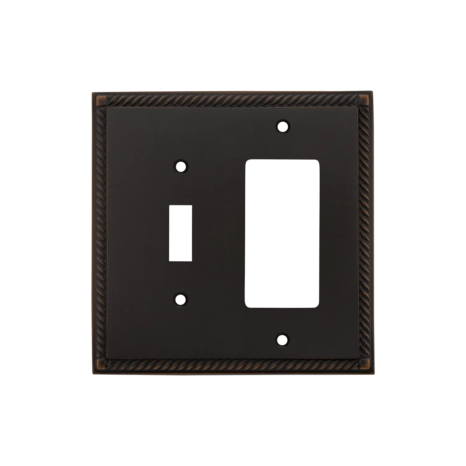 Rope Switch Plate with Toggle and Rocker in Timeless Bronze