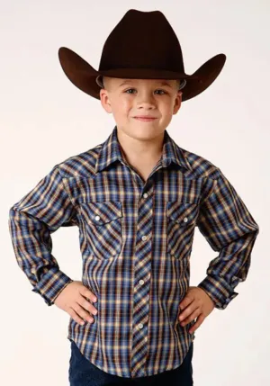 Roper Azure Skyline (Blue) - Boy's Western Shirt