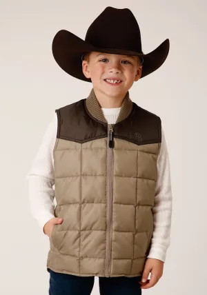 Roper Boys Quilted Polyfill Brown 100% Polyester Softshell Vest