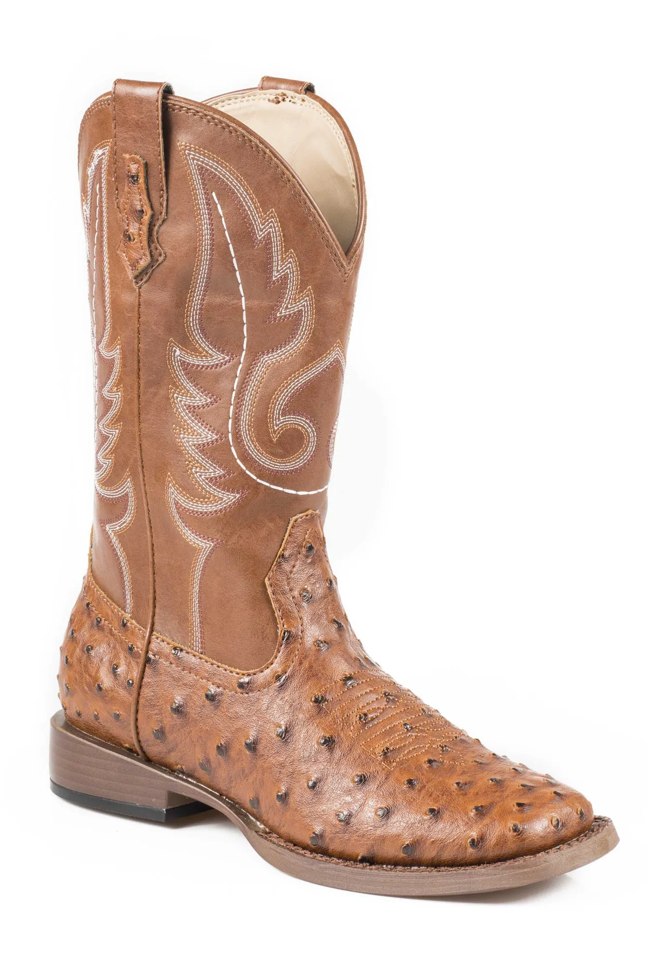 Roper Bumps Mens Tan Faux Leather Ostrich Western Boots 11 D