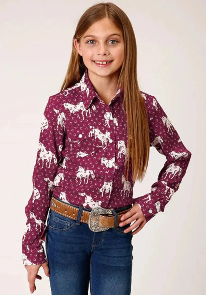 Roper Five Star Girls (Red) - Girl's Western Snap Shirts