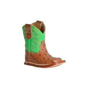 Roper Footwear Kid's  Buddy Ostrich Print Green Boot