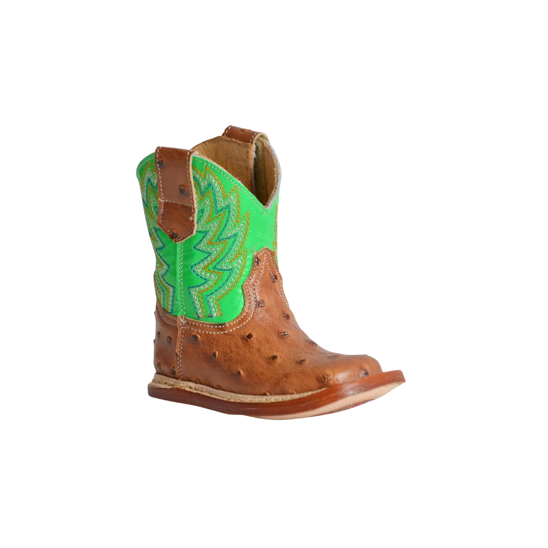 Roper Footwear Kid's  Buddy Ostrich Print Green Boot