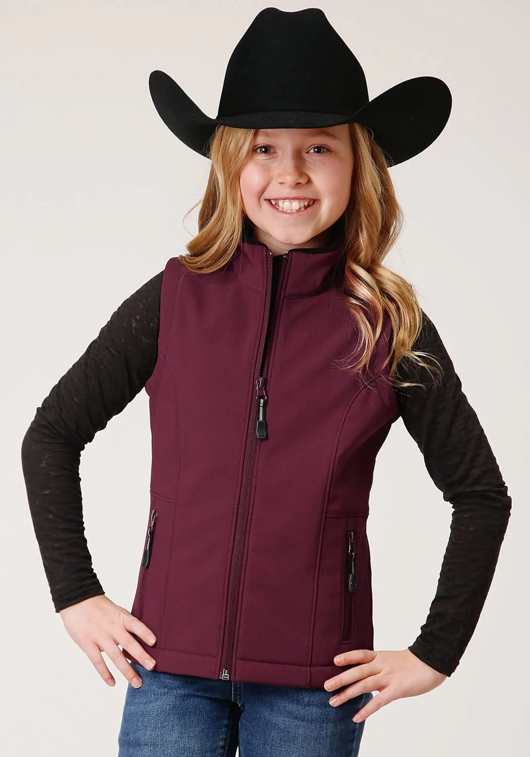 Roper Girls Kids Wine Polyester Softshell Vest