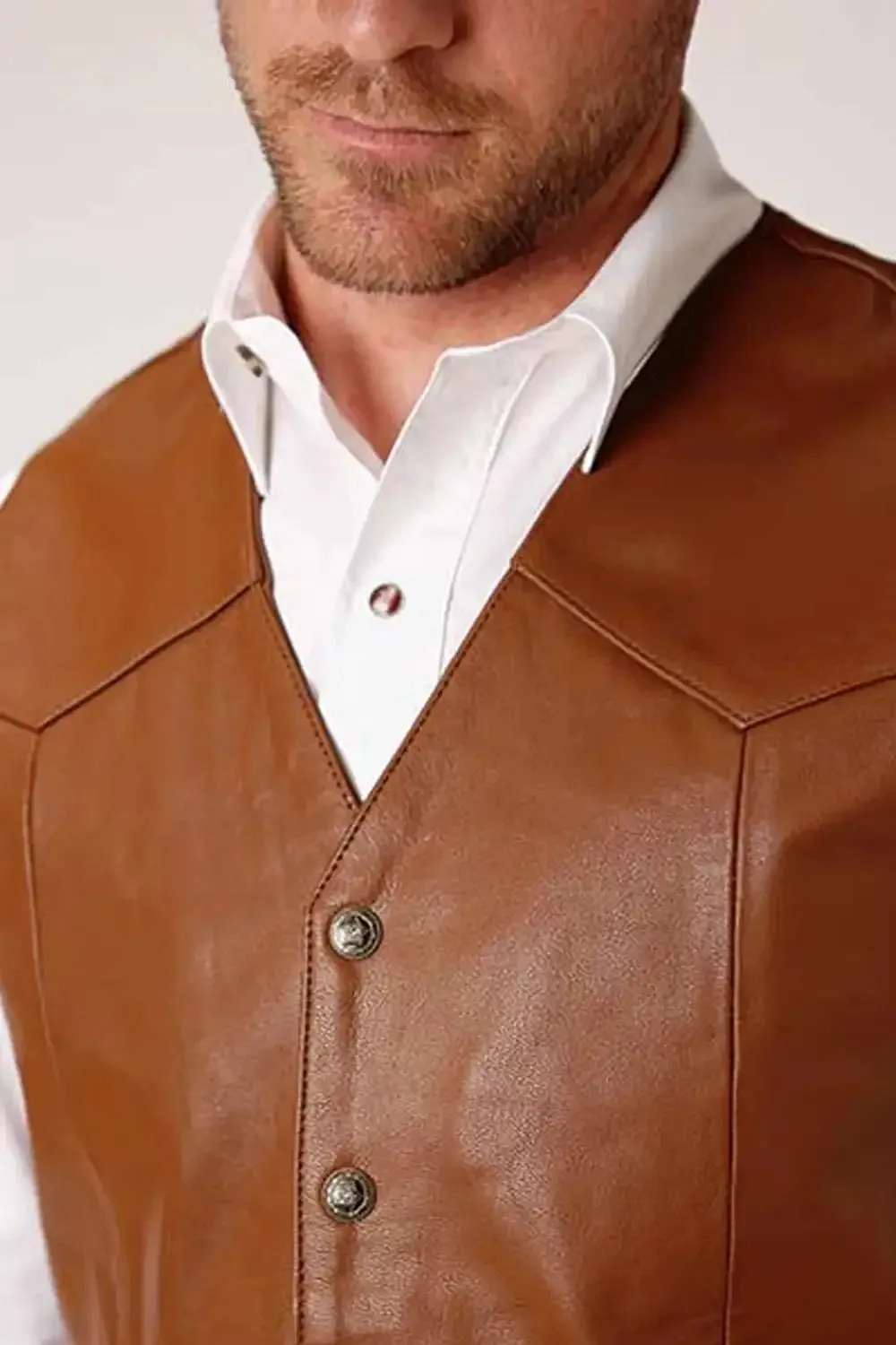 Roper Goat Nappa Vest (Brown) - Men's Vest