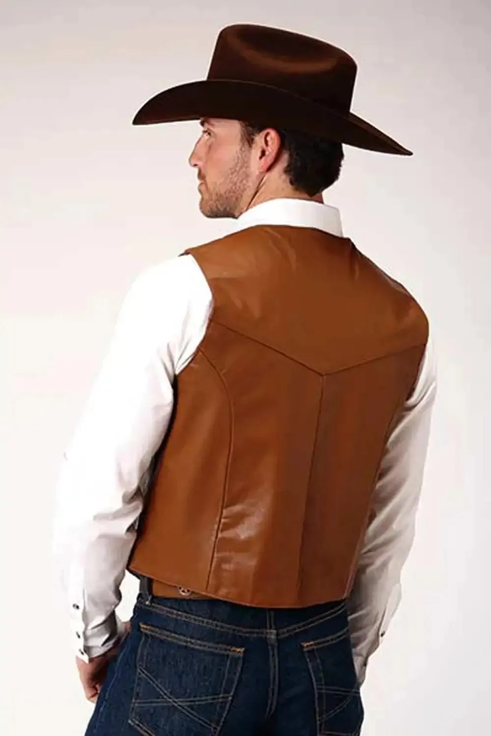 Roper Goat Nappa Vest (Brown) - Men's Vest