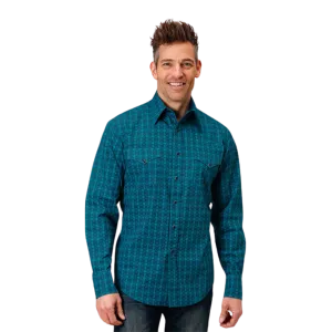 Roper Men's Print Green Shirt