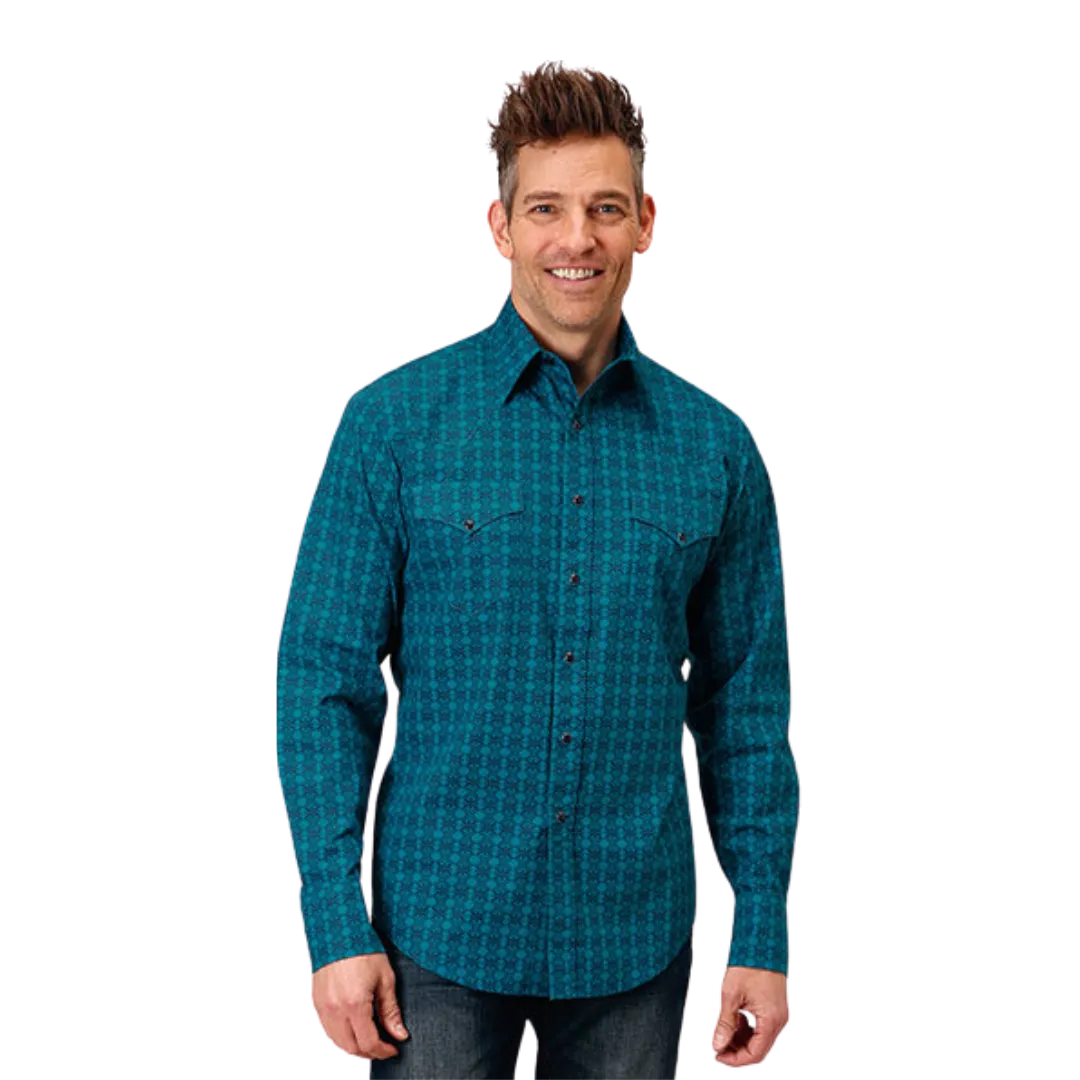 Roper Men's Print Green Shirt