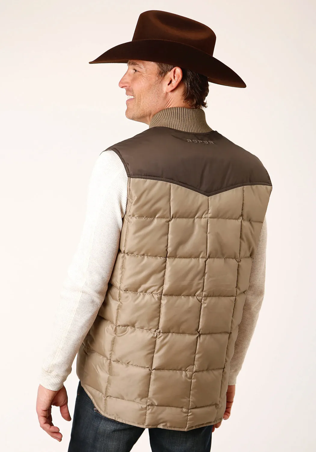 Roper Mens Western Quilted Brown 100% Polyester Softshell Vest