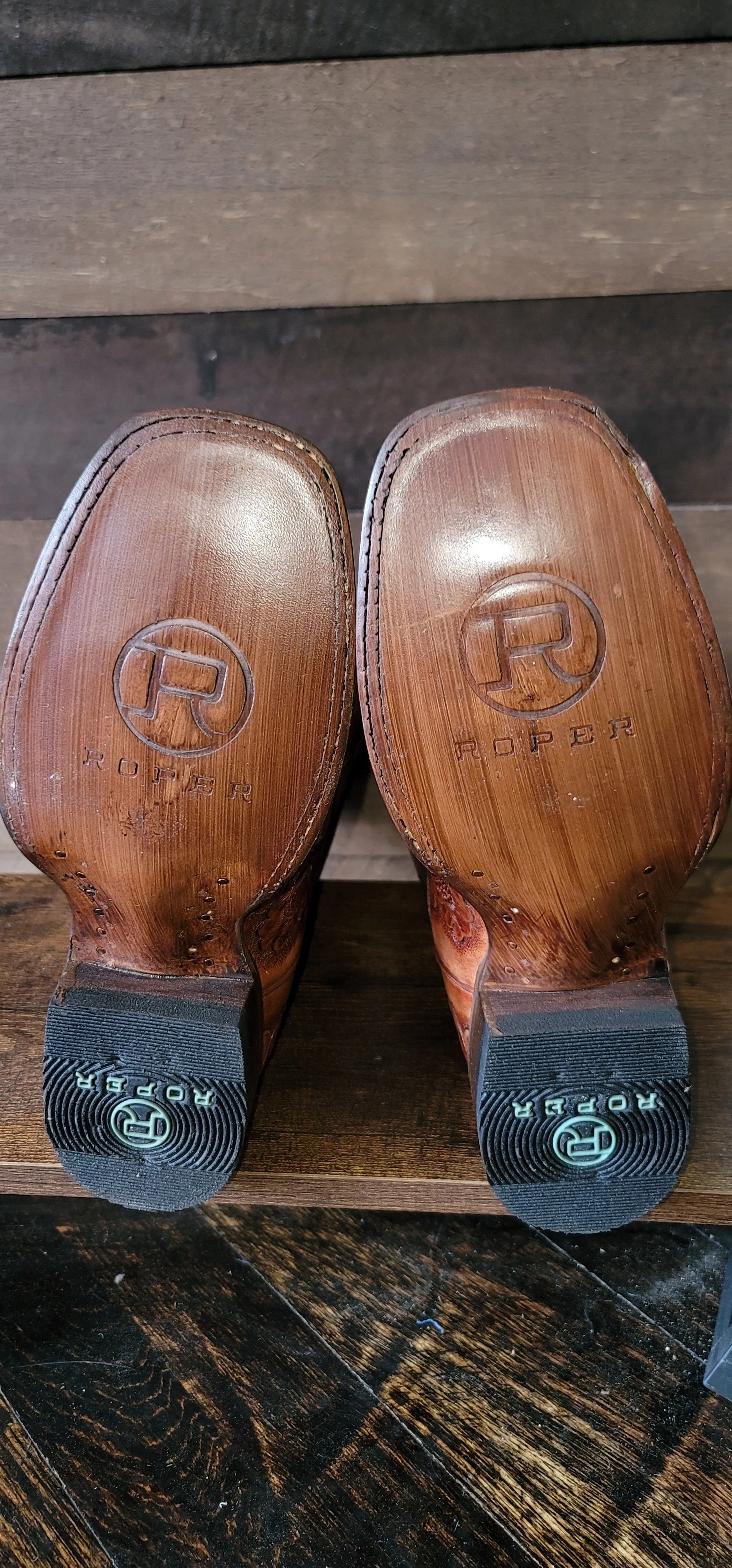 Roper Tooled Embossed Brown Leather Saddle Boot