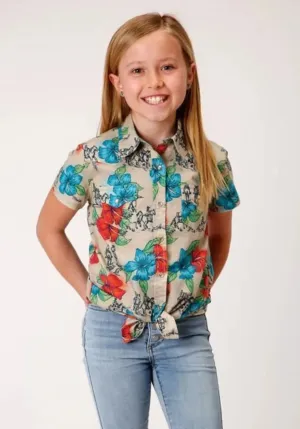 Roper Trail Ride Tropical (Multi) - Girl's Western Snap Shirts