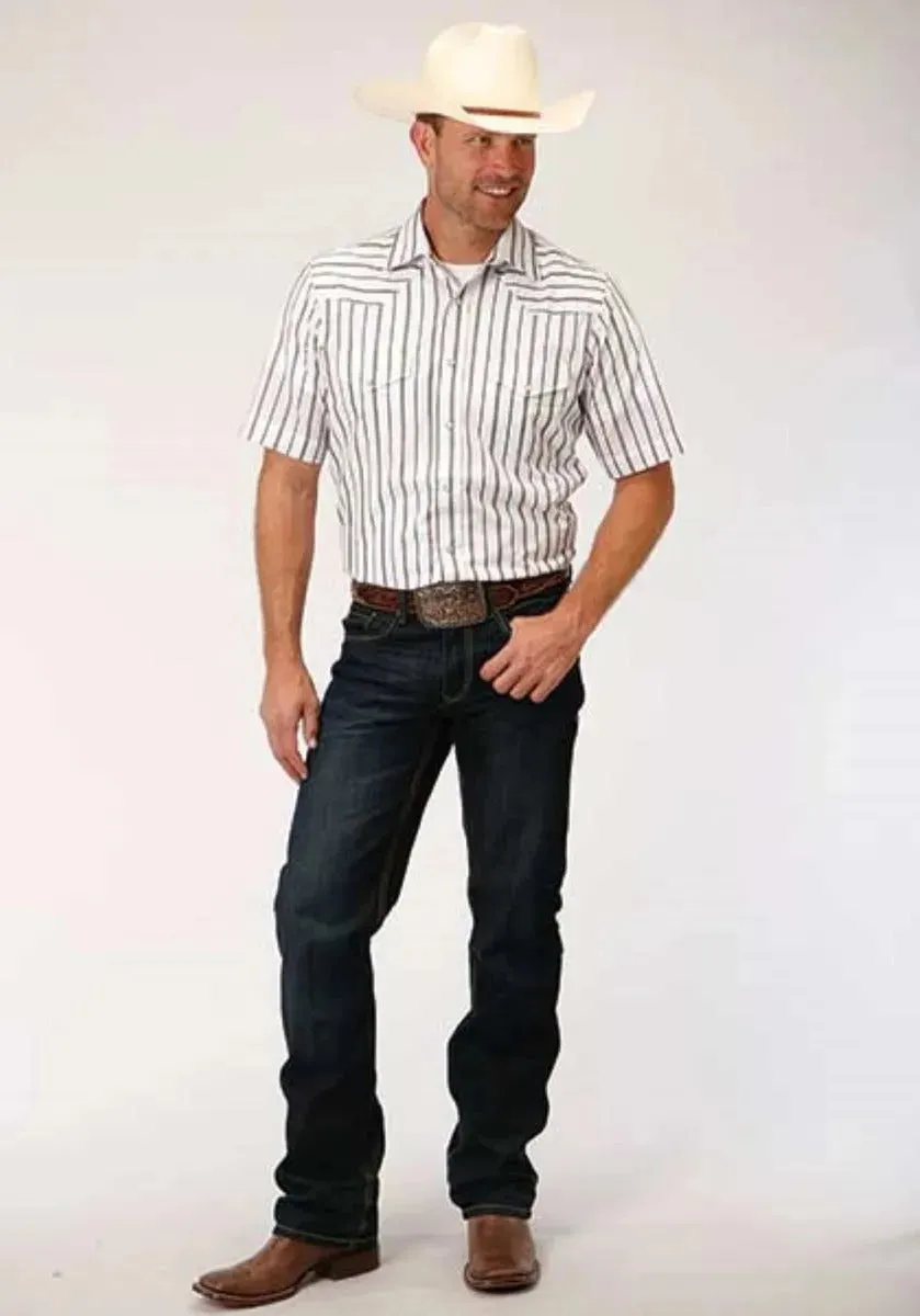 Roper Wide Stripe (Brown) - Men's Western Shirt