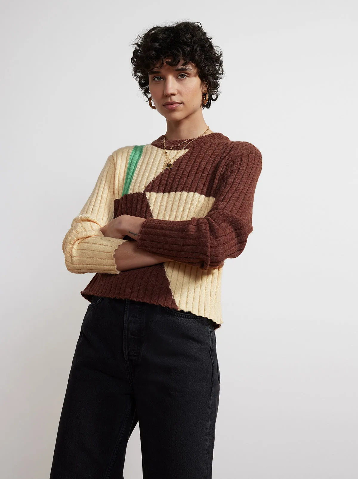 Rory Chocolate Tile Print Sweater