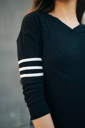 Rory Striped Sleeve Tee in Black-FINAL SALE