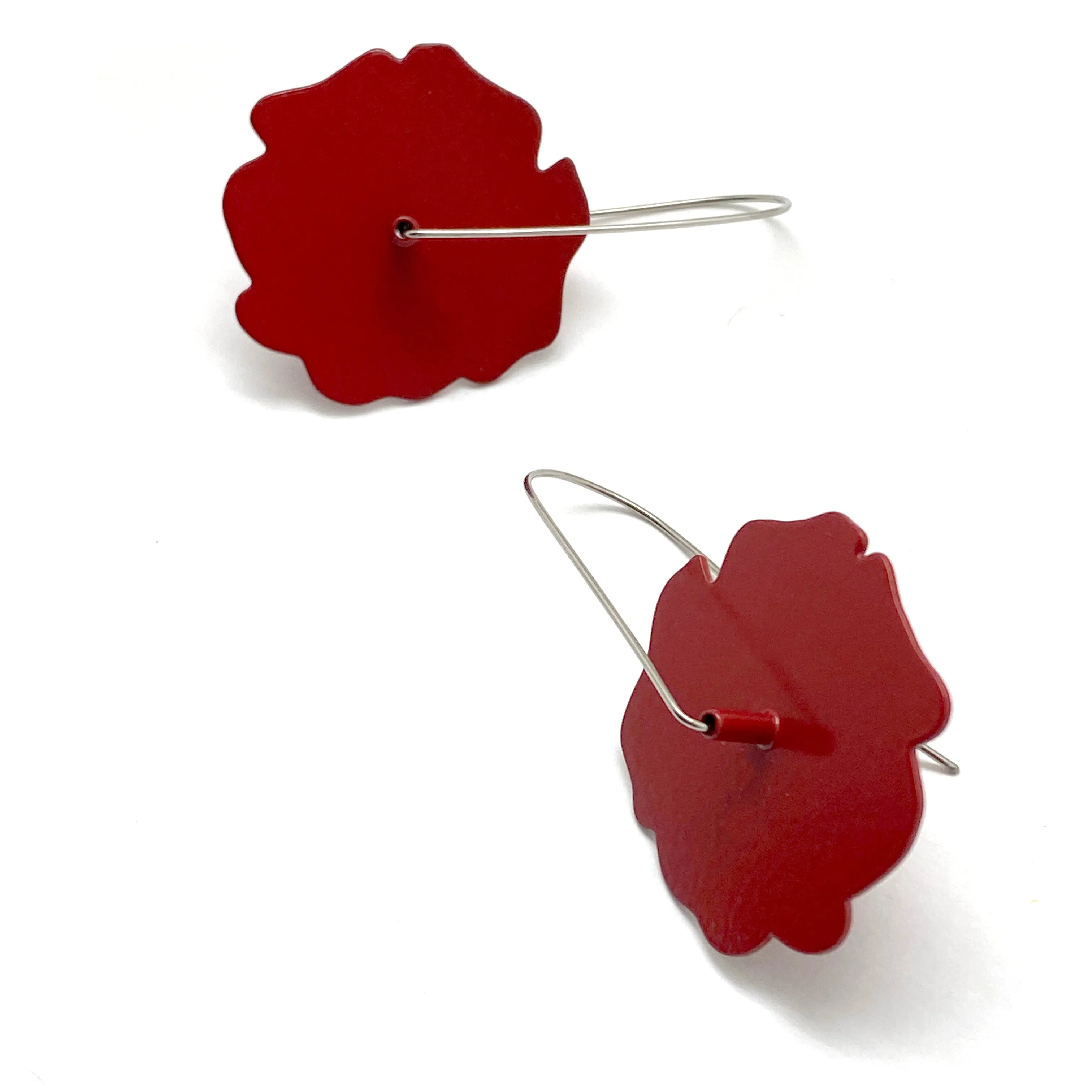 Rose Flower Patch Earrings - Red