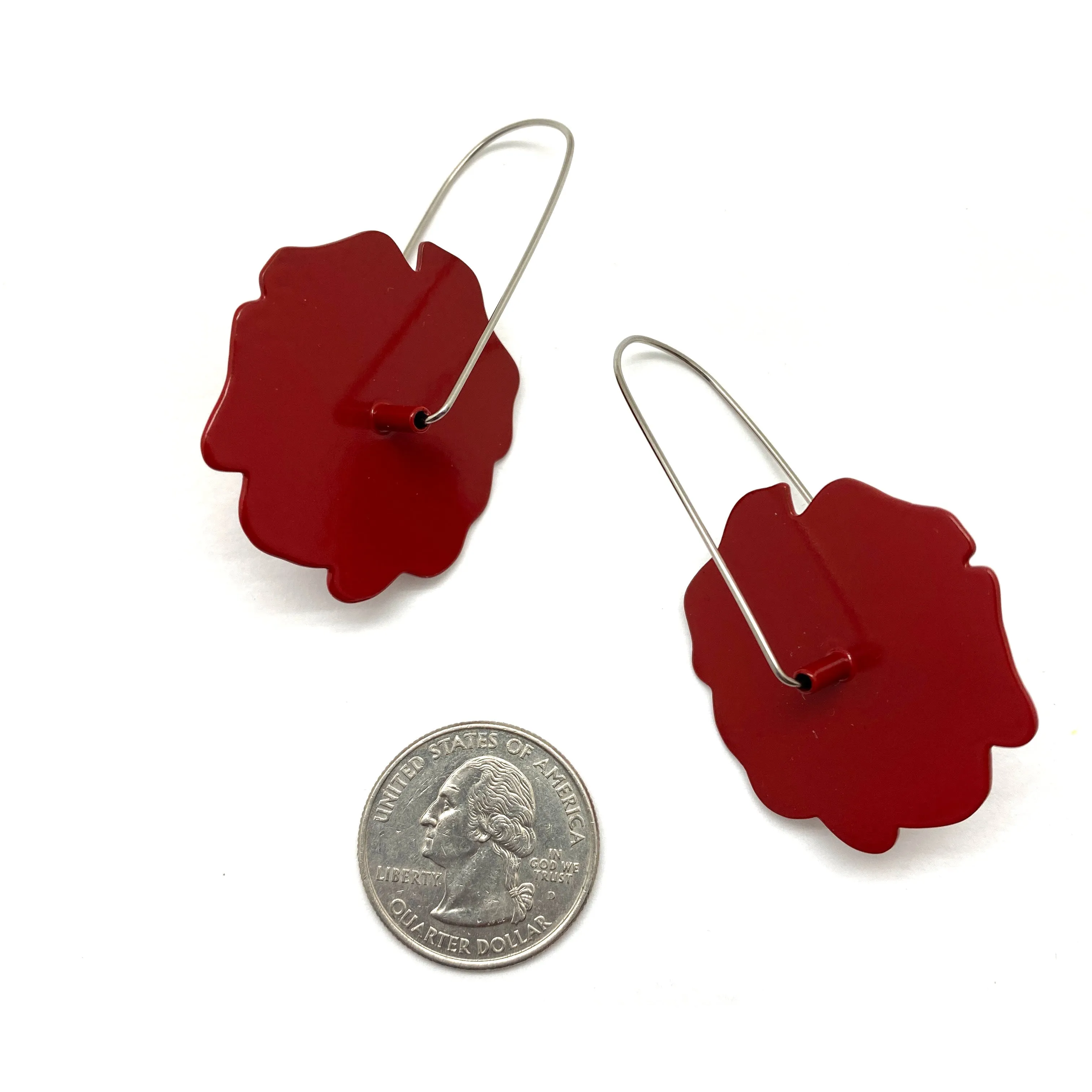 Rose Flower Patch Earrings - Red