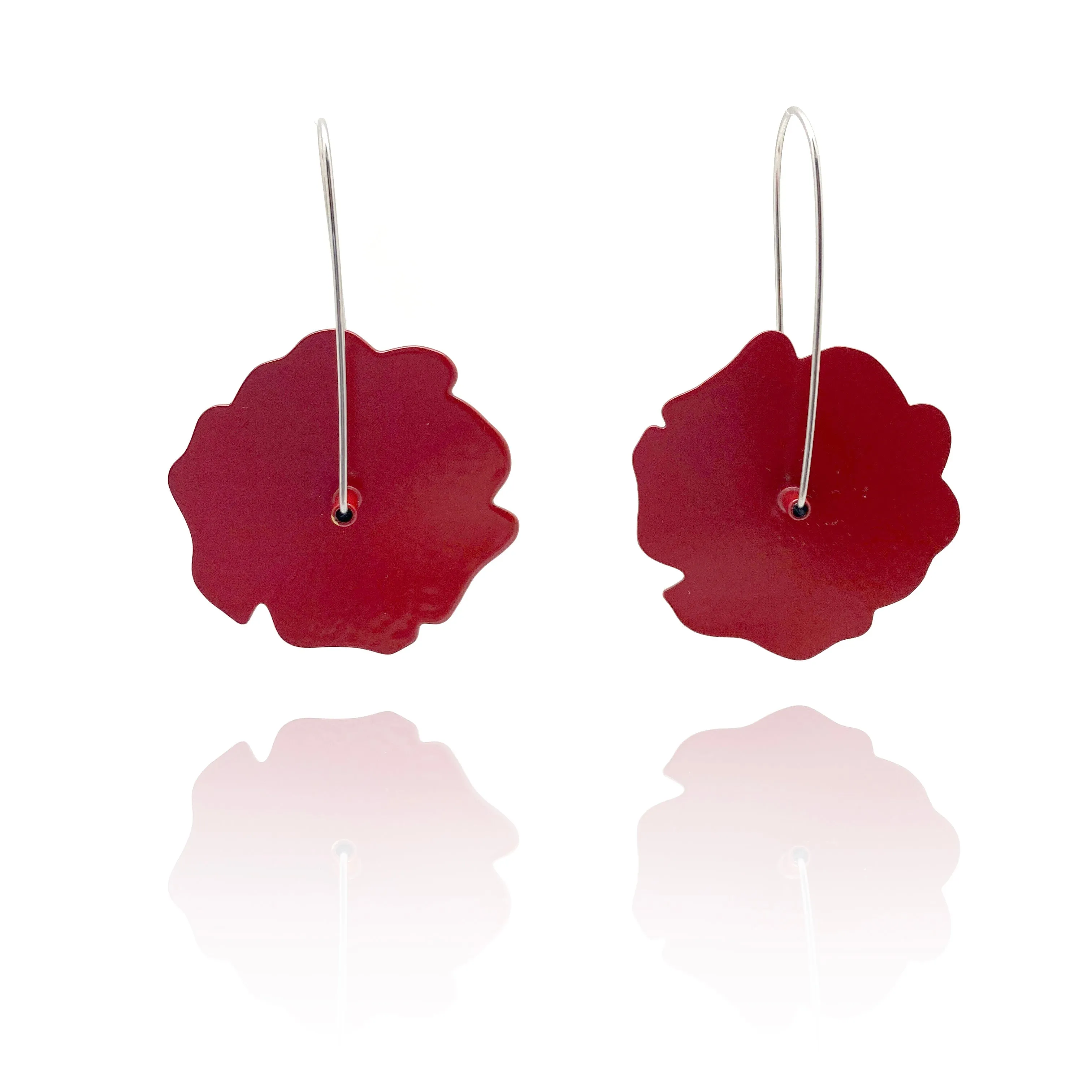 Rose Flower Patch Earrings - Red