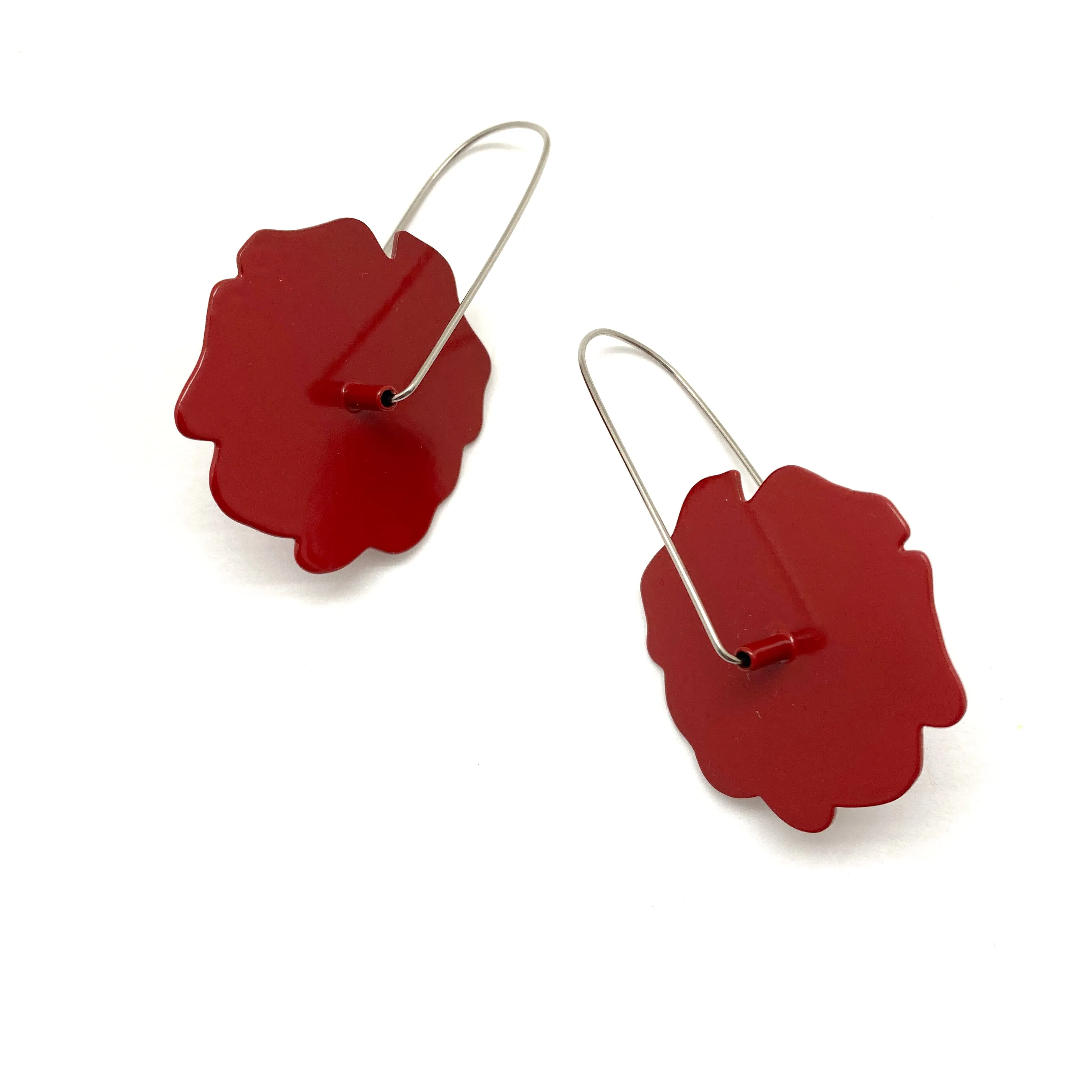 Rose Flower Patch Earrings - Red